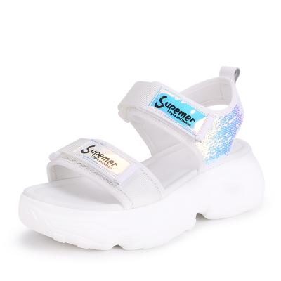 China Fashion Trend Style Ladies Buckle Strap Sandal Women Sequin Fairy Fancy Beach Casual Shoes Female Buckle Strap Sandal for sale