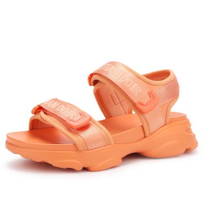 China 2021 Fashion Trend Designer OEM Designed Women Orange Soft Casual Sandals Platform Color Summer Beach Female Sandals for sale