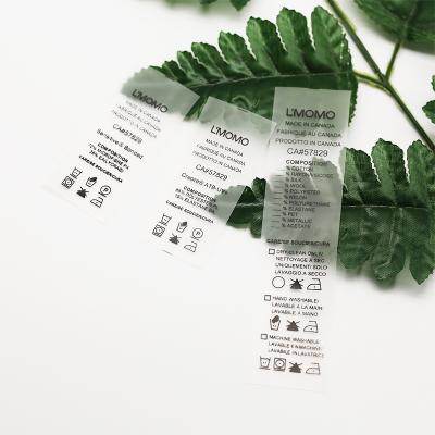 China Viable Transparent Soft Apparel Logo Care Sticker Wholesale Custom Printing Clear TPU Washing Labels For Swimwear for sale