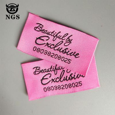 China Sustainable Fashion Woven Labels / Wholesale Cheap Kids Clothing Pink Woven Label for sale