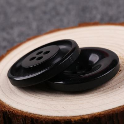 China Dry Cleaning Customized Recycled Plastic Resin 4 Hole Button , Black Color Buttons For Clothes for sale