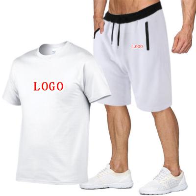 China 2021 Breathable Blank Customize Mens Clothing Cotton Sweat 2 Two Piece Shorts And And T-shirt Sets Custom Sweatpants Set for sale