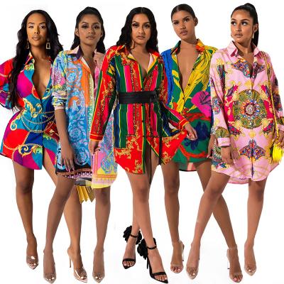 China Breathable New Arrivals Spring Fashion Women Turn-Down Collar Button Up Long Sleeve Loose Multicolor Plaid Printed Long Shirt Dress for sale