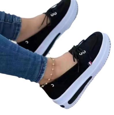 China 2022 Large Size Women's Foreign Trade Shoes Spring Thick Lower Front Lace-up Shoes AliExpress Amazone Sports Shoes Quick-drying for sale