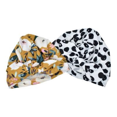 China Casual Children's Hat Baby Printed Rabbit Bow Ear Tied Hat 2 In 1 Baby Hood for sale