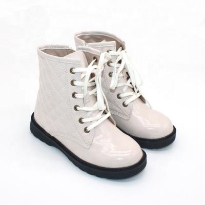 China 2021 Round High Quality Beige Genuine Leather Boots Boy Children Girl Leather Shoes Kids Boots for sale