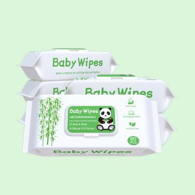 China Soft Odorless Biodegradable Bamboo Cloth 99% Organic Water Baby Cleaning Cloths for sale