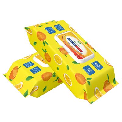 China Sustainable Portable Pocket Non-Alcoholic Kitchen Cleaning Wet Cloths With Extra Coconut Oil for sale