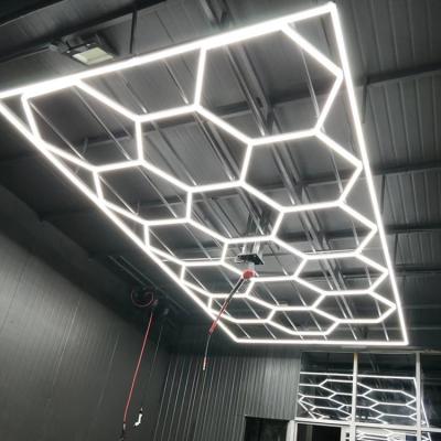 China Heavy Duty Car Ceiling Booth Wash Dirt Car Lights Garage Lamp Car Detailing Hexagon Led Light for sale