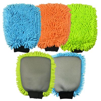 China Dirt Resistant Chenille Car Wash Gloves Mop Waterproof Microfiber Car Wash Glove for sale