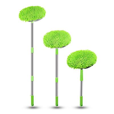 China Heavy Duty Detachable Dirt Microfiber Car Wash Brush Cleaning Broom Chenille Car Wash Brush Mop for sale