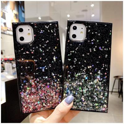 China Fashion Dirt Resistant Epoxy Glossy Glitter Transparent Clear Soft Tpu Phone Case For iPhone 12 mini for sale