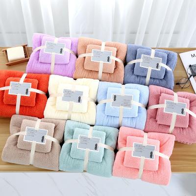 China QUICK DRY Microfiber Bath Gift Set Box Bath Towel Sets Multi Color Coral Fleece Soft Absorbent Towel Set for sale