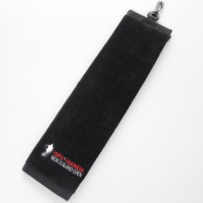 China Viable Golf Towel Custom Golf Towel Logo Triple Cotton Golf Towels With Grommet And Hook for sale