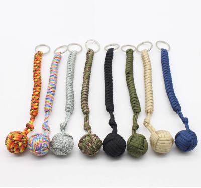 China Outdoor camping increasing monkey fist paracord key chain camping outdoor tactical self-defense travel key chain for sale