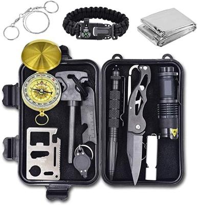 China Multifunctional Outdoor Emergency Tactical Tools 12 in 1 Survival Kit Knife Survival Kit Set for sale