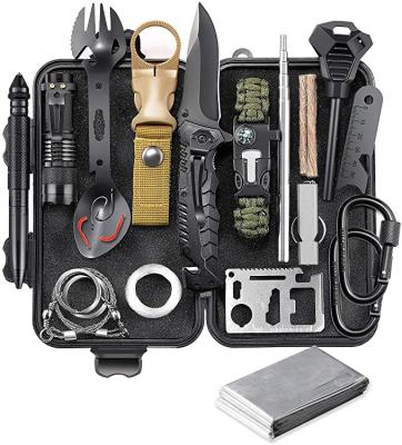 China Outdoor Camping Hiking Survival Gear Kit Emergency EDC Travel Survival Tools 24 in 1 SOS Earthquake Aid Equipment for sale