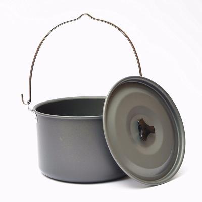 China Outdoor Camping Raising Amazon hot sale aluminum cookware 4L outdoor camping cooking pots with lid for sale