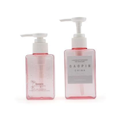 China Care Pack Pink Square PETG Lotion Pump Bottle Personal Plastic Body Milk Skin Care Packaging 100ml 150ml 280ml Stable Quality for sale