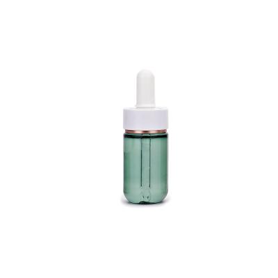 China Personal Skin Care Packaging Custom Eye Essence Packaging 1oz 30ml Green Plastic Skin Care Dropper Bottle With Rose Gold Ring for sale