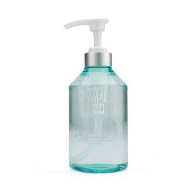 China New Item 500ml Light Green Personal Care Pack PET Empty Plastic Shampoo Bottle And Packaging With Matte Sliver Lock Rotary Pump for sale