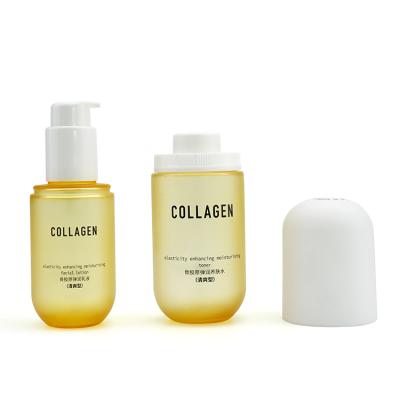 China Personal Skin Care Packaging Capsule Shape Lotion Containers Skin Care Packaging Cosmetic Bottle 100ml And 150ml Replenish Toner Set For Sale for sale