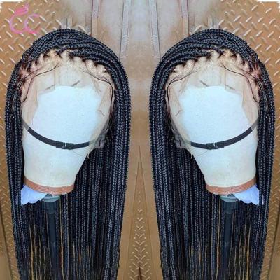 China Factory Direct Handmade Silky Straight Lace Front Wave Braided Wig,Brazilian Synthetic Hair Wigs,Box Braid Lace Wigs With Baby Hair For Women for sale