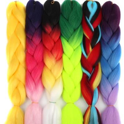 China High Quality With Factory Price Wholesale 24inch 48inch Yaki Ombre Synthetic Braiding Hair Pre Stretched Super Jumbo Braid For African Hair Extension for sale