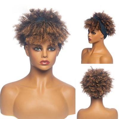 China High Quality Short Synthetic Hair High Temperature Afro Wave Marley Hair Synthetic Wig With Headband for sale