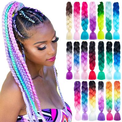 China High Quality With Factory Wholesale Price Summer Fashion Hot Sales Wholesale Syntetic Ombre Hair Extensions Super Expression Pre Stretched Jumbo Braiding Hair Volume for sale