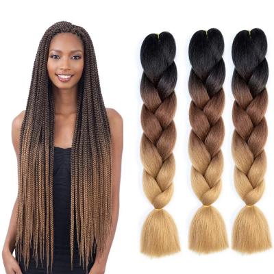 China High Quality With Factory Wholesale Price Synthetic Expresssion Braiding Hair 24/41 INCH Yaki Ombre Braids Jumbo Braid Hair Attachments for sale