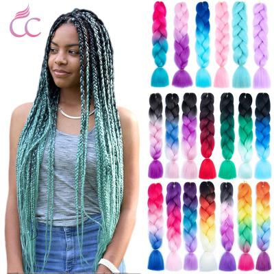 China High Quality With Factory Wholesale Price Wholesale Yaki Colored Synthetic Ombre Hair Extensions Texture Hair Braiding 24 Inch Crochet Elephant Braids for sale