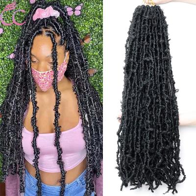 China High Quality With Factory Wholesale Price Cute Afro Girls Distressed Butterfly Lock Twists Braid Hair, Synthetic Distress Locs Butterfly Black Hair for sale