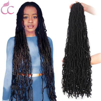 China High Quality With Factory Wholesale Price Faux Locs Goddess NU Locs New Curly Wavy Crochet Braid Hair Black Synthetic Soft Locs Crochet Hair for sale