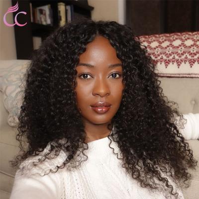 China Wholesale Curly Kinky Curly V Part Wigs, 100% Virgin Indian Hair Thin Part Wig, No Glue Machine Made V Part Wigs for sale