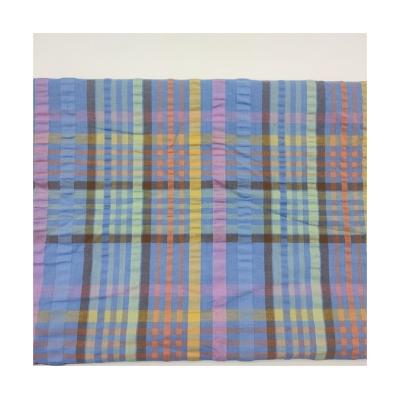 China 100% cotton breathable warm cotton fabric and textiles for apparel plaid check apparel fabric ctn cotton seersucker fabric for shirts for sale