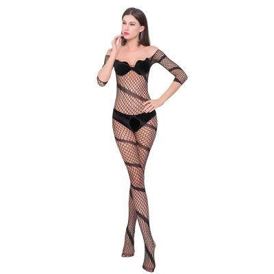 China Popular Women Sexy Spandex Bodystocking/Nylon Open Crotch Net Bodystocking Women's Sexy Underwear Foreplay for sale