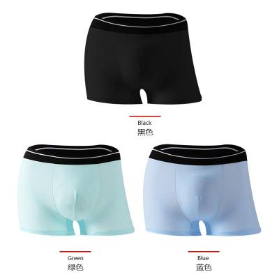 China Antibacterial Drop Shipping New Design 2021 New Design Boxer Underwear Men Solid Color Ice Silk Male Cool And Breathable Brief for sale