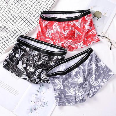 China 2021 new low price drop-shipping antibacterial comfortable ice silk underwear fashionable polyester printing men's underwear for sale