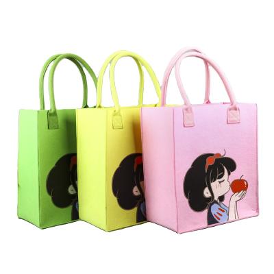 China Machine Washable Felt Animals Bag Custom Printing Felt Shopping Bags For Groceries With Snap for sale