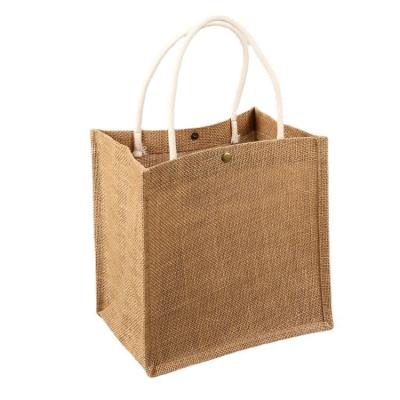 China Popular Machine Washable Jute Tote Bag Jute Bag With Zipper Jute Cosmetic Burlap Bag Eco-friendly for sale