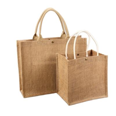 China Hot Selling Eco-friendly Various Styles Natural Jute Drawstring Shopping Bag White Jute Tote Bag for sale