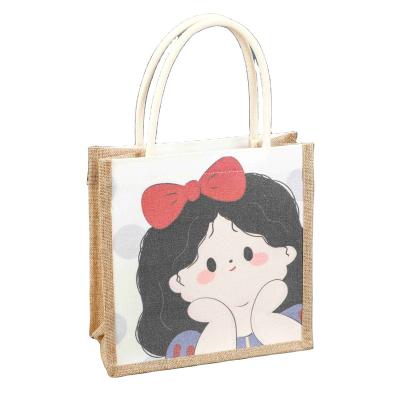 China Eco-friendly Exquisite Reuse Jute Tote Bag Jute Shopping Bag Mini Shopping Jute Bag Custom for sale