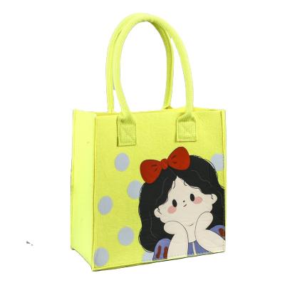 China Fashion Ladies Felt Storage Felt Tote Bag Custom Printing Felt Shopping Bags for sale