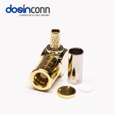 China Right Angle RF Coaxial Connector SMB Male Crimp RF 50 Ohms for sale