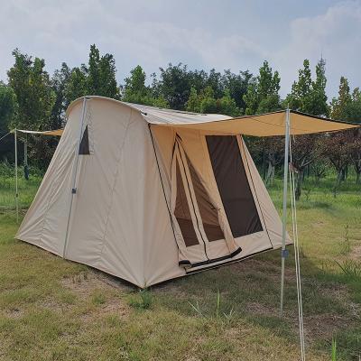 China Outdoor Camping Waterpoof Canvas Tent Window Bar Large And Two Living Room Spring Tent for sale