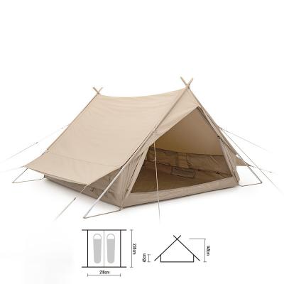 China 2022 3000mm Waterpoof Cotton Cabin Tent Camping Family Canvas Tent Flat Bottom Outdoor Portable Waterproof Tent for sale