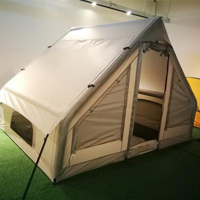 China Straight Tying Type Waterproof Inflatable Glamping Tent Cotton Canvas Inflatable Bell Tent For Outdoor for sale