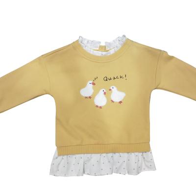 China Anti-shrink baby sweat top with ruffled collar and bottom with towel embroidery for sale