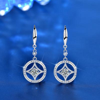 China Wild Retro Shipping 925 Tassel Earrings Jewelry Copper Coin Moissanite Earrings Romantic Fast Silver Temperament Earrings for sale